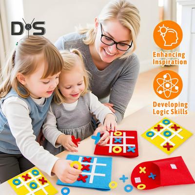 3/12/24Pcs Mini XO Jogo de Tabuleiro de Feltro Educacional XO Quebra-cabeça Brinquedo Criança Meninos Meninas Portátil Viagem 2 Jogadores Batalha Jogo de Tabuleiro Estratégico