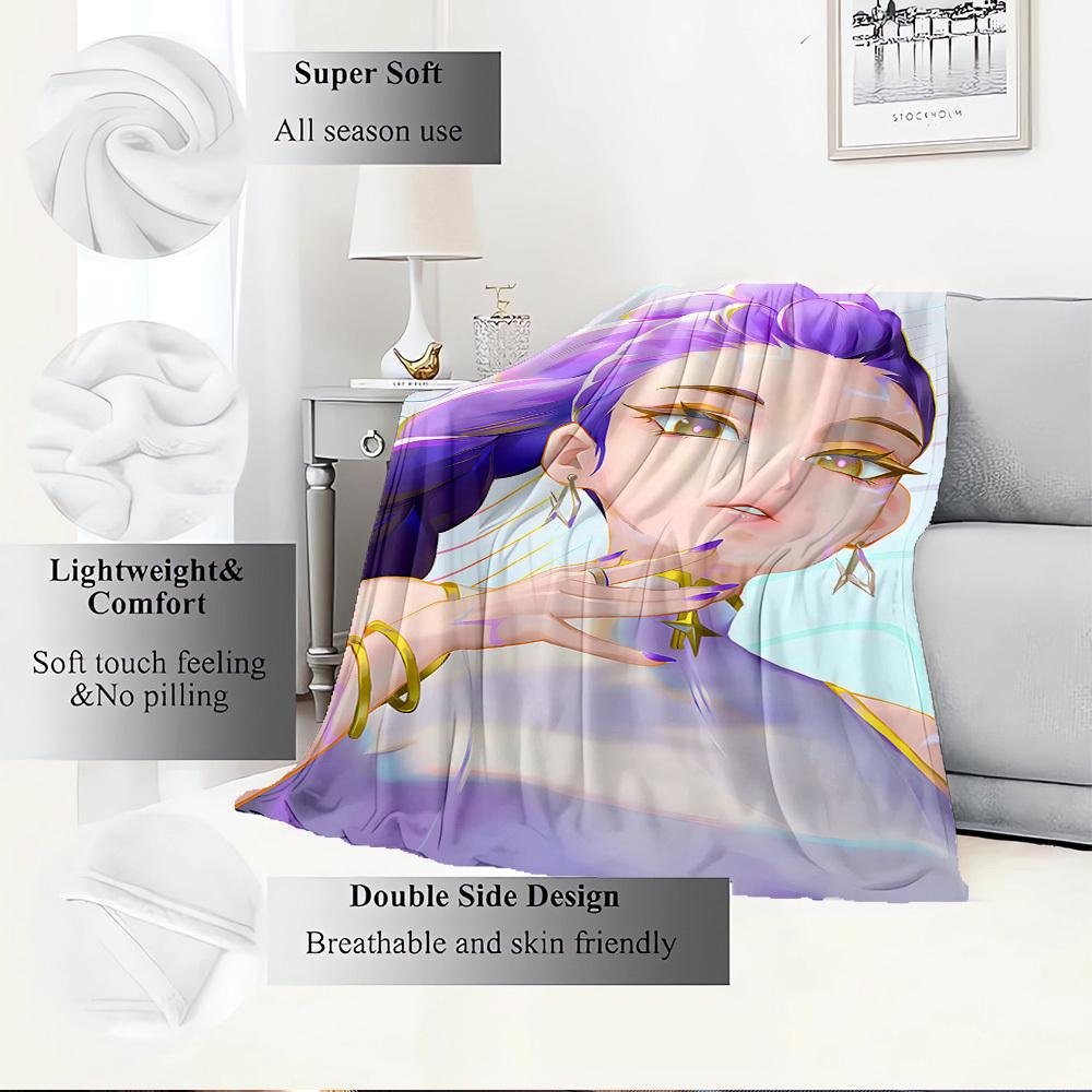 Gruppo di Ragazze Anime K-POP  Coperta Morbida Calda delle Quattro Stagioni  Copriletto Spesso a Maglia in Poliestere per Tutte le Stagioni per Letto, Campeggio, Viaggio  Regalo Perfetto