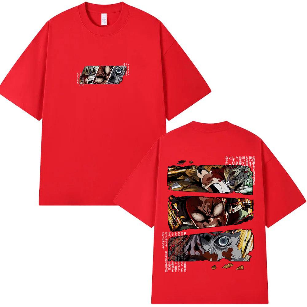 Anime Demon Slayer Agatsuma Zenitsu Kamado Tanjirou Hashibira Inosuke Graphic Tshirt Men Women Casual Vintage Oversized T Shirt