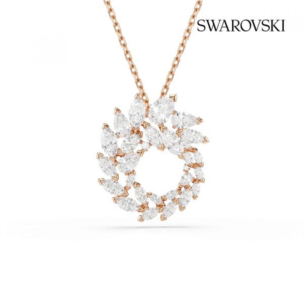 Swarovski Rose Gold Tone Round Pendant Necklace 5764188