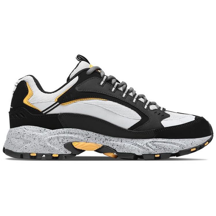 Skechers Stamina Series Trendy Thick Sole Patchwork Shock Absorbing Durable Low Top Dad Shoes Men Sneaker Black 51286-BKGY