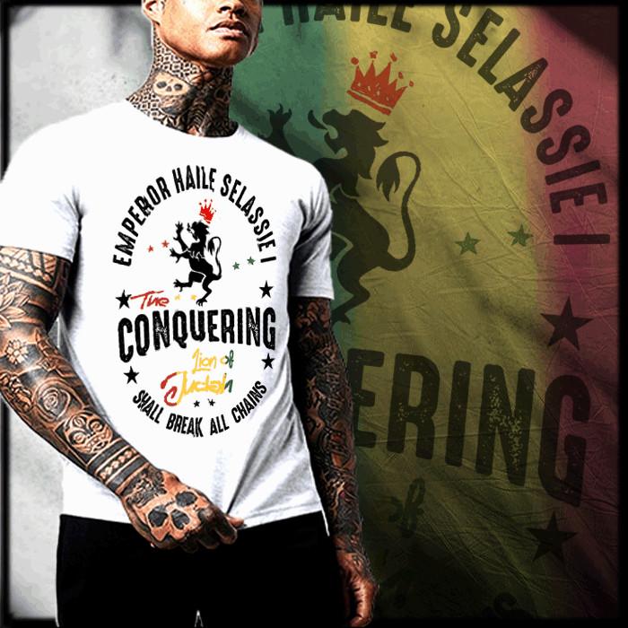 

Reggae t-shirt Jah Rastafari Haile Selassie I Blessings Jamaican Rasta Lion king L