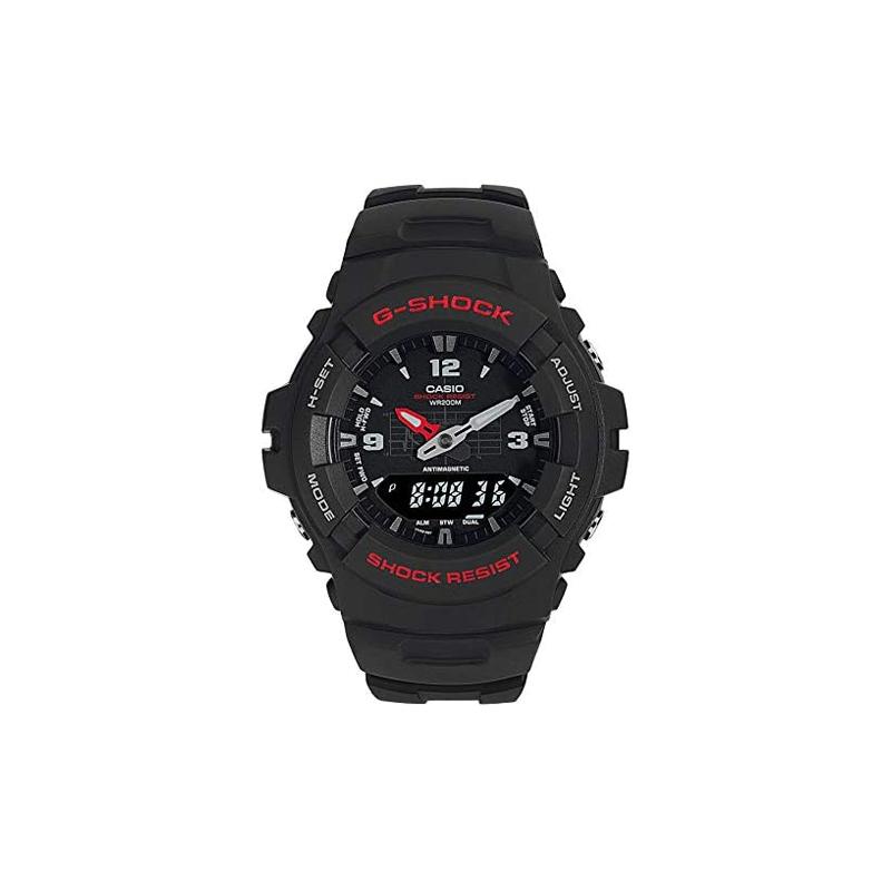 

Casio 200 meters waterproof quartz movement plastic strap Japanese and Korean watch men s watch black dial G100-1BV чёрный