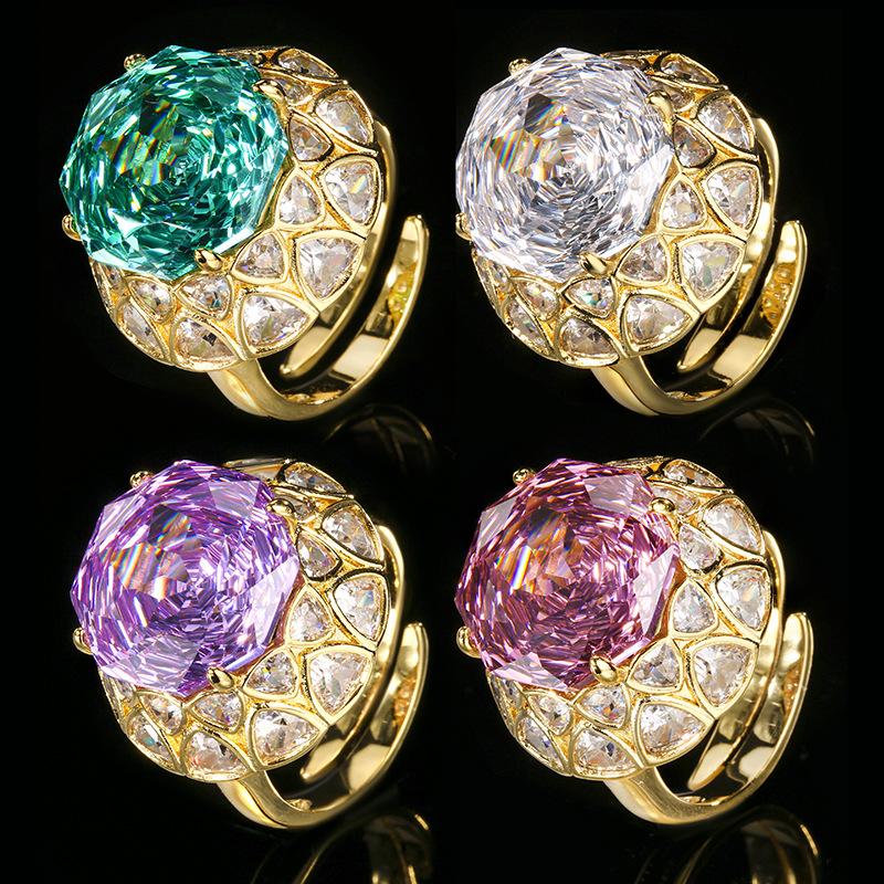 Jewelry Copper Bottom Gold Plated Rose Cut Roland Gold Vintage Ring Heroine Stone 14Mm