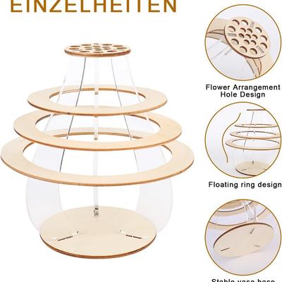 2025 New 1PC Wooden Puzzle Flower Vase Handmade Home Decor for Living Room Kitchen Bedroom Natural Wood Craft Decorative Gift