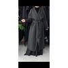 Womens Double-Faced Wool Coat Mid-Length Hand-Stitched Leather Trim Oversized Lapel Chic Korean Style Outerwear