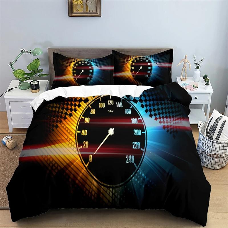 3D Car King Queen Duvet Cover Vintage Lightweight Train Bedding Set for Teens Adult Racing Supercar 2/3pcs Polyester Quilt Cover