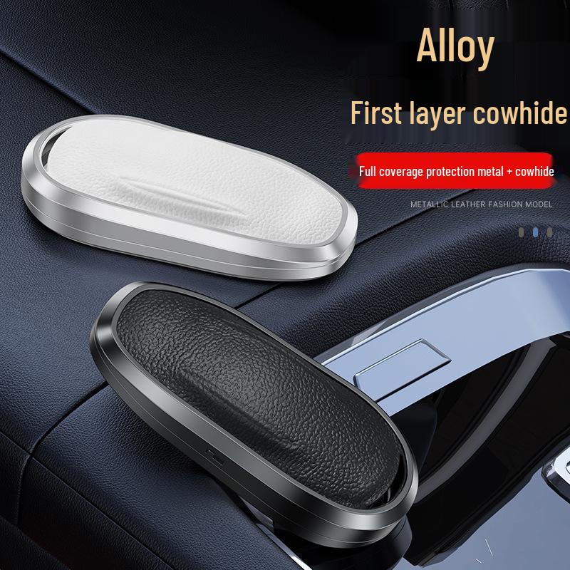Tesla Model 3/Y/S Genuine Leather Key Cover with Metal Protective Shell Buckle