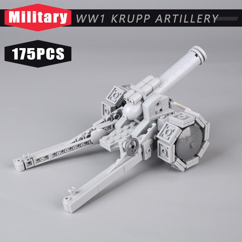 WW1 Military Series Tank Krupp Artillery Building Blocks Soldier Figures Accessories Howitzer Italian British Warrior Bricks Toy