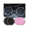 2pcs Rhinestone-Encrusted Car Water Cup Mat, Round Silicone Anti-Slip Mat, Heat Insulation Mat, Rhinestone Creative Car Accessories