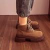 Big head British style retro short boots for women 2025 new autumn thick-soled heightening Maillard brown Martin boots for women