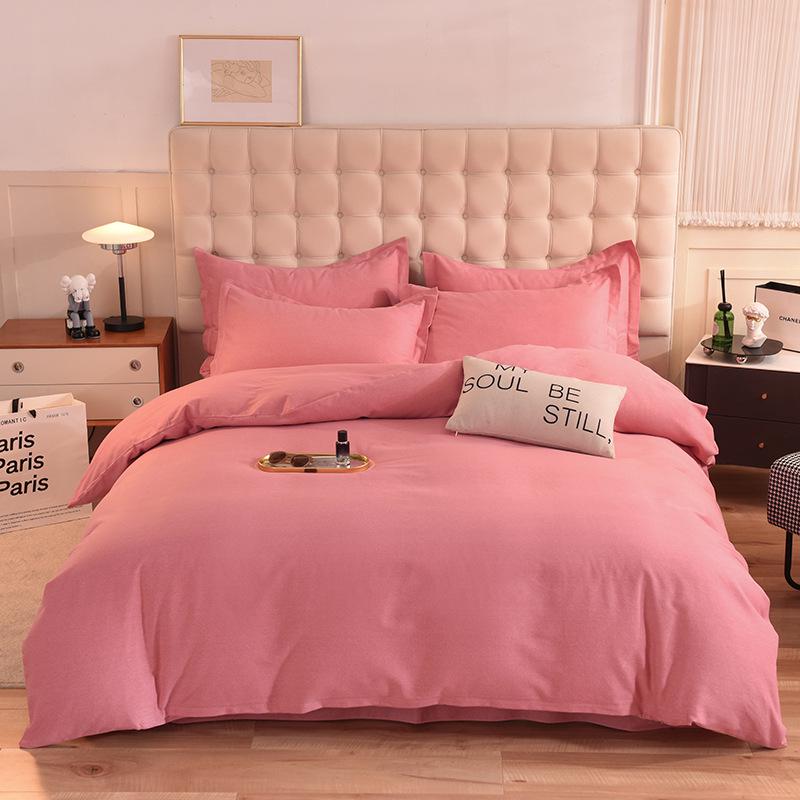 Thickened Brushed Pure Cotton Autumn/Winter Bedding Set - All-Season Universal (Four-Piece & Three-Piece Options)