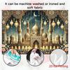 2D Islamic Festival Photo Booth Backdrop with Ornate Arches and Moon