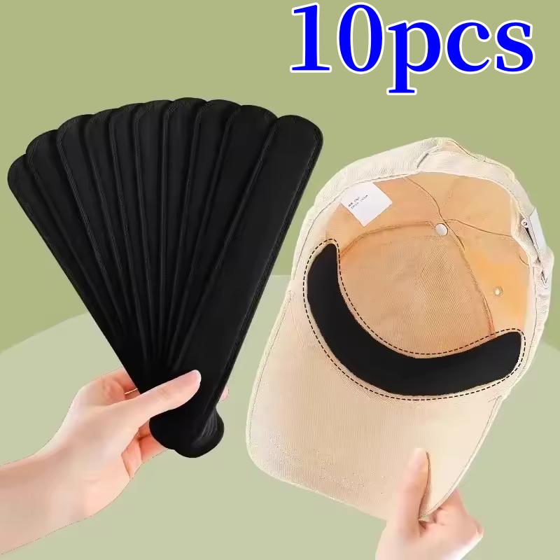 10/50/100PCS Hat Sweat Absorber Stickers Summer Cap Liner Bands Sweatband Visor Hats Size Reducer Adhesive Sweat Absorbing Pads