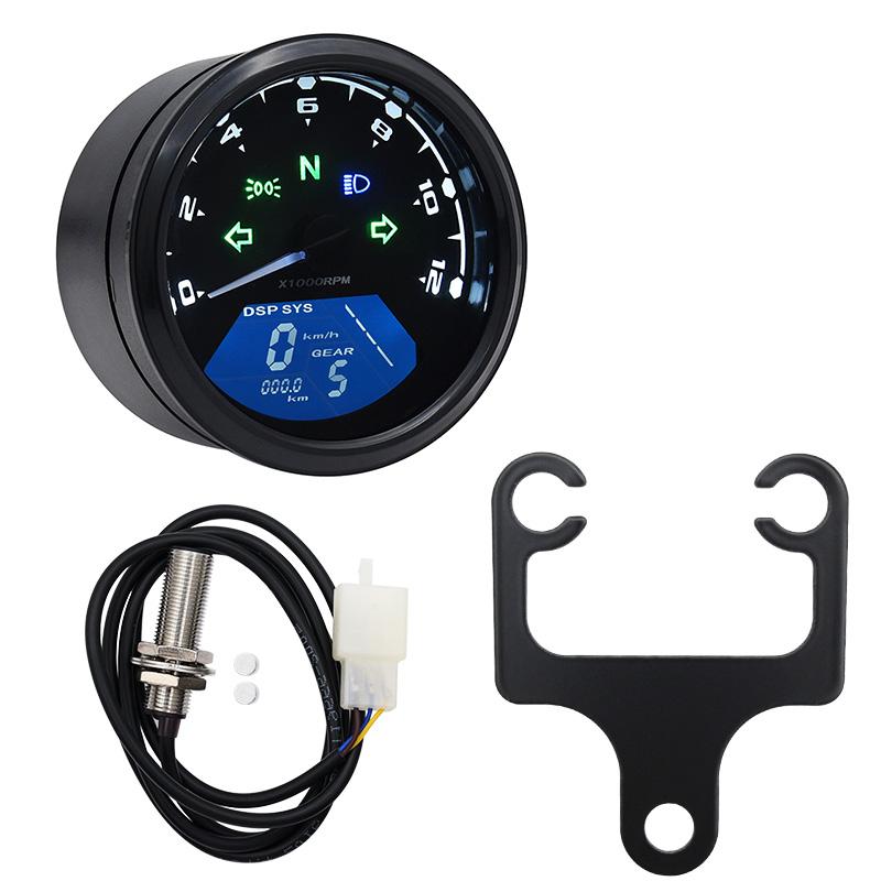 12000RPM Motorcycle Speedometer With Tachometer 1-4 Cylinders LCD Digital Gauge For Motorbike Motorcycle Sensor Set