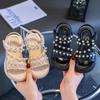 New Girls' Sandals, Non-slip, Breathable, Cute, Pearl-decorated, Suitable for Outdoor Wear, Beach Shoes, Children's Princess Sandals