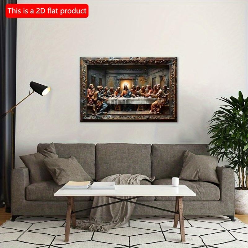 2d Flat 30*20cm, Spirituality-themed Wooden Ornament, Beautifully Crafted The Last Supper Scene, for Home, Kitchen, Garden, Bedroom, Bar.