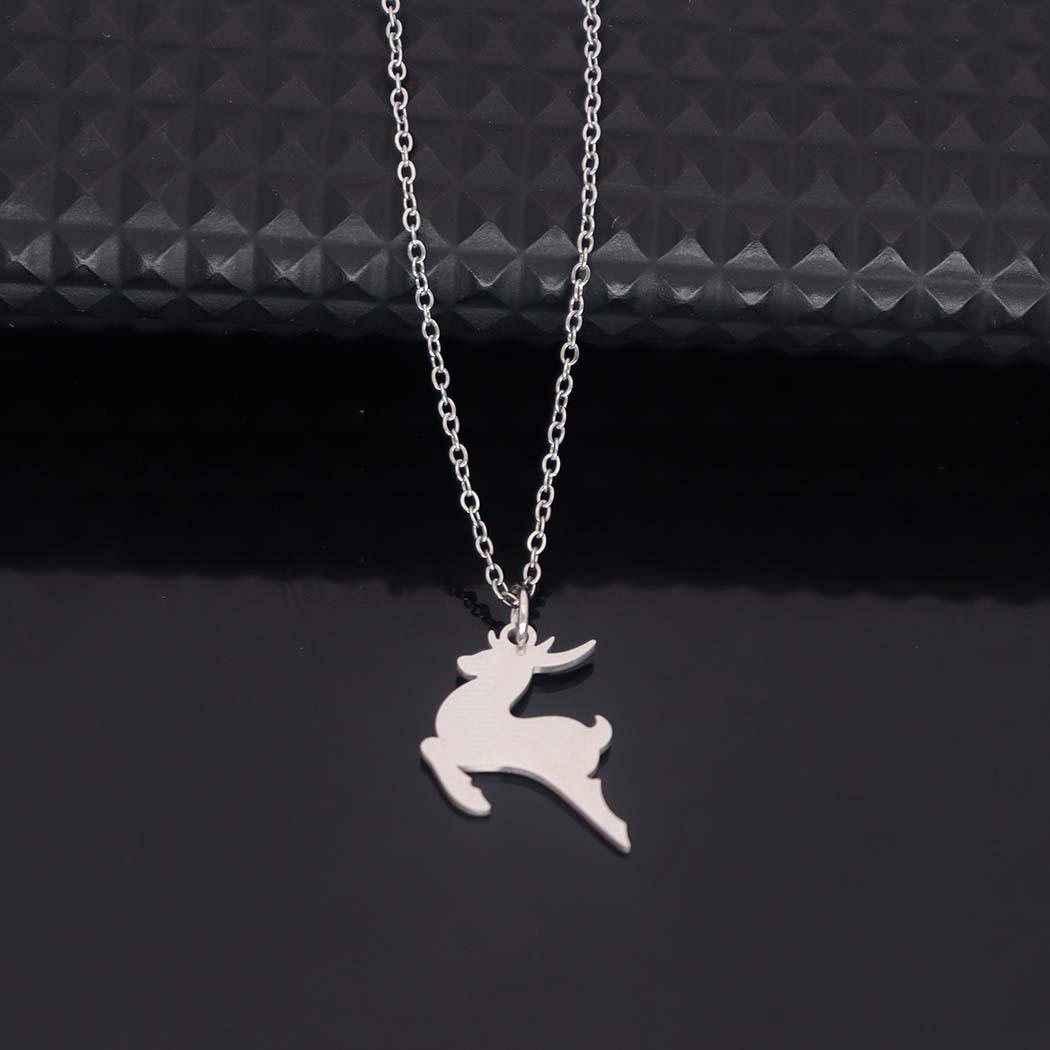 

Versatile Cute Little Deer Pendant Necklace - Stylish Christmas Clavicle Chain серебряный
