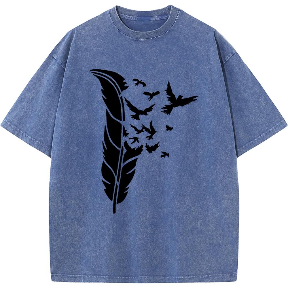 Streetwear Men Washed T-shirts 90s vintage unisex washed old T-shirt Men Casual Cotton Short Sleeve T-shirts