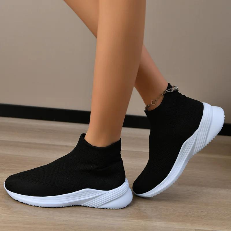 Fashion Women's Sneakers Flat Bottom Breathable High Quality Lightweight Socks Shoes Sleeve Mouth One Foot Stirrup Casual Shoes