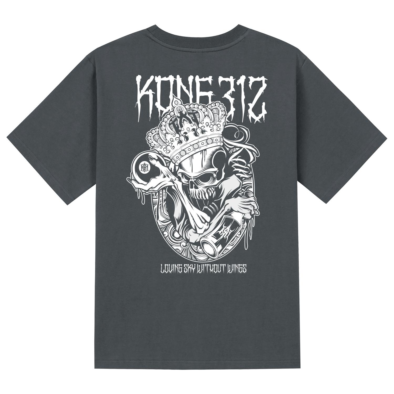 Khan 6312 Ktg0097 King Skull Short Sleeve T-Shirt - Gray Gray/M