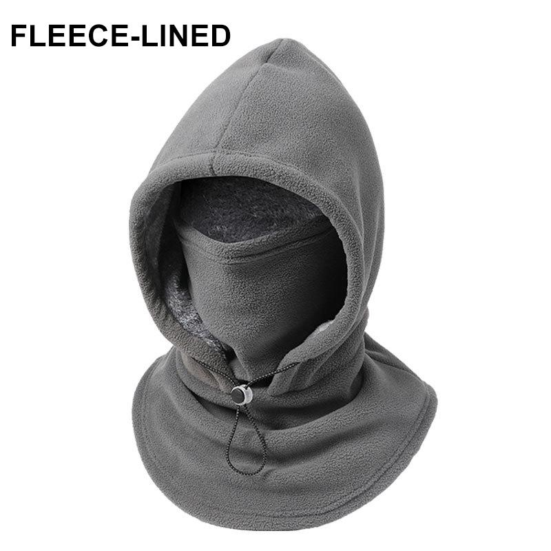 3-i-1 Fleece Dubbellager Integrerad Mössa Vindtät Varm Vinter Flanell Varm Maskmössa Balaklava Huva Fodrad med Fleece 360 Full Täckning