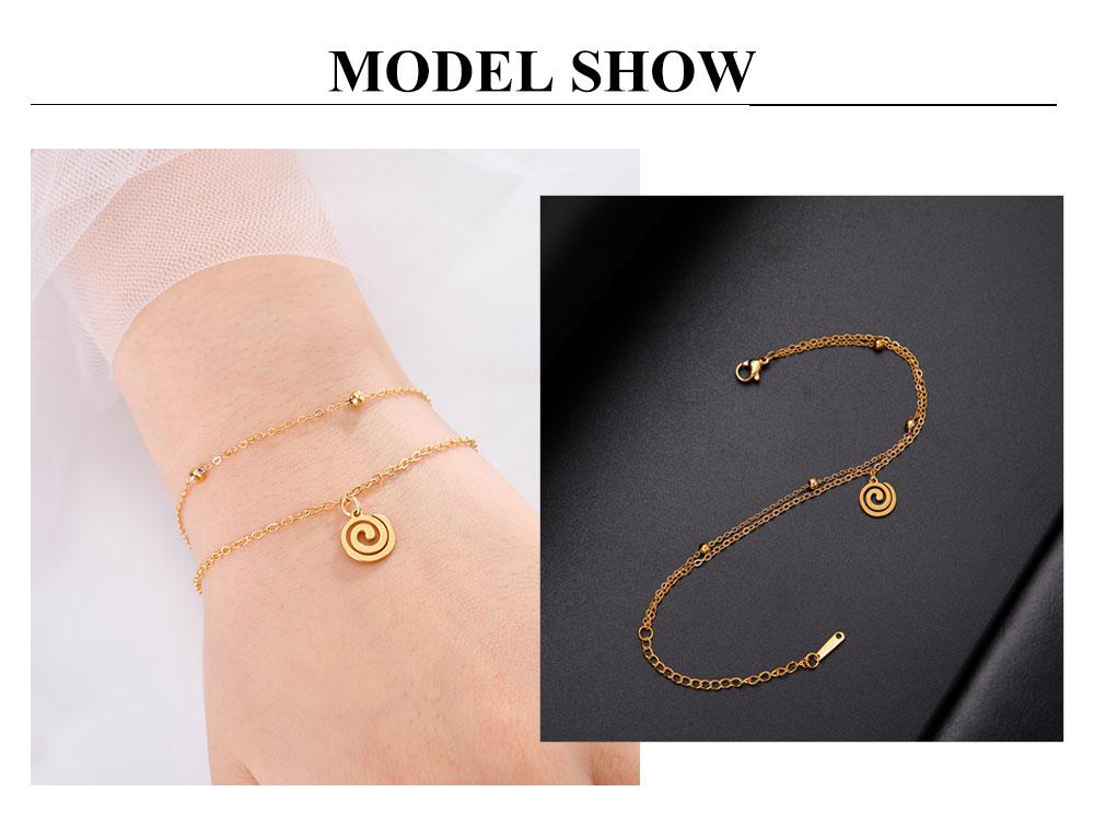 Cazador Stainless Steel Spiral Swirl Maze Charm Bracelet Double Layer Beads Chain Bracelets for Women Jewelry Gift 2026 New