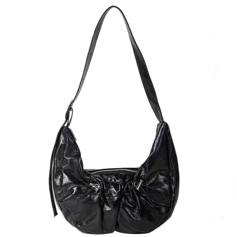 Underarm One-shoulder Crescent Bag Women's Summer All-in-one Drawstring Pleated Denim Bag