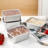 Stainless Steel Food Fresh-Keeping Storage Box with Visible Lid Refrigerator Crisper Box Container Kitchen Vegetable Organizer