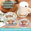 8 Peças/conjunto de Porta-copos com Padrão de Vaca Pintados com Diamantes, Porta-copos DIY com Suporte, Adequado para Iniciantes e Adultos, Materiais de Arte e Artesanato Presentes