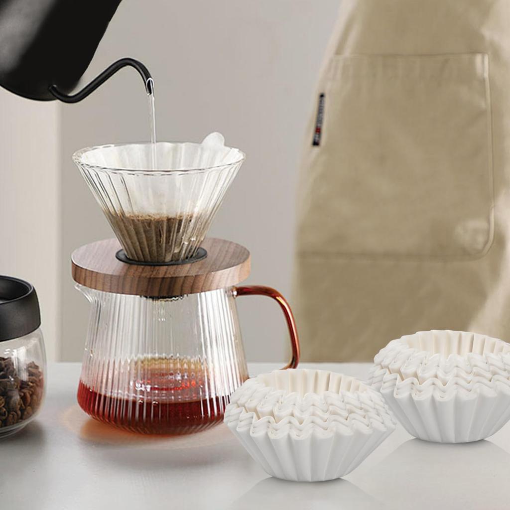 50/100pcs Pour Over Coffee Filter Papers 50 Sheets; Fits B75 Coffee Dripper & 1-2 Cups Wave Dripper Coffee Filter Papers