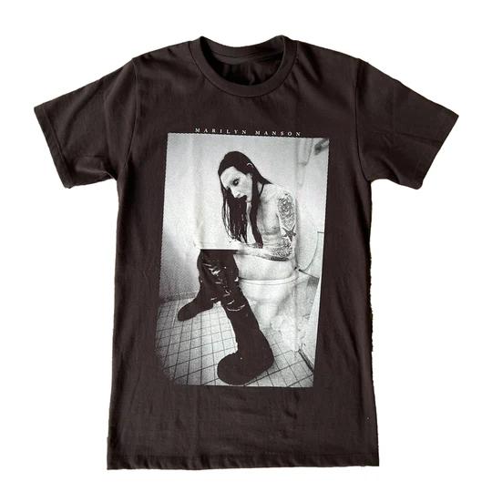 Унисекс Хлопковая Футболка Marilyn Unisex Темно-Коричневая Готический Стиль Гранж M