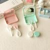 Candy Color Contact Lenses Box Cute Bow Portable Contact Lens Case with Tweezer Suction Stick Set for Travel Kit Holder