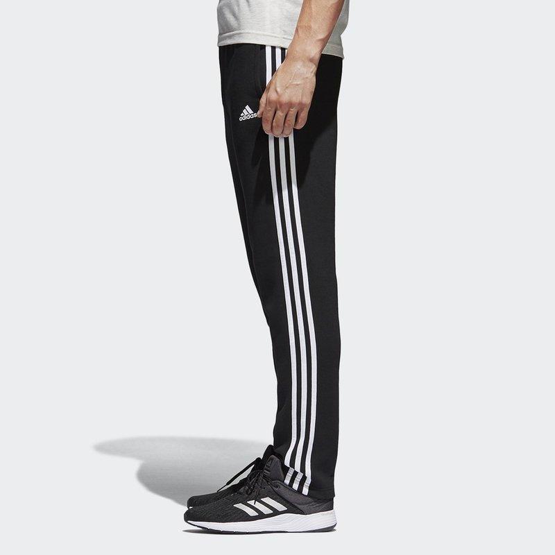 Adidas Solid Stripe Knit Joggers Men Bottoms Black BK7422