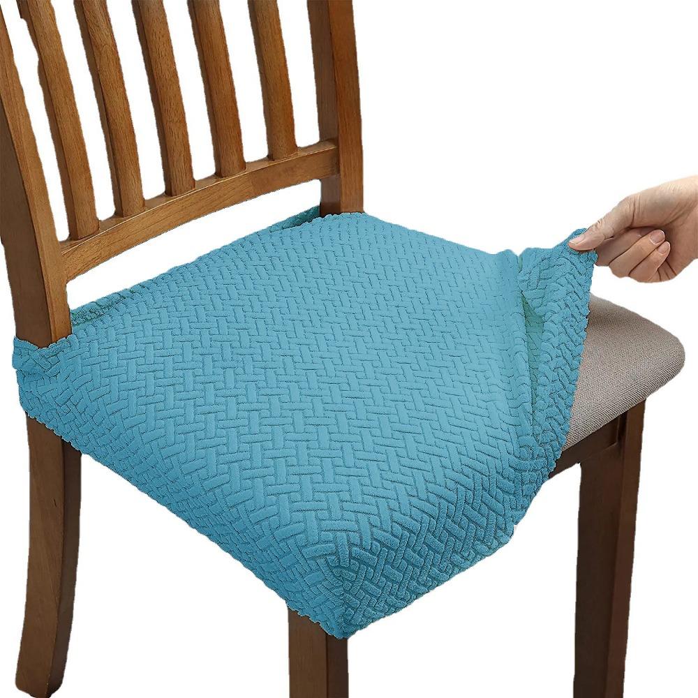 Stretchable Jacquard Chair Cover Pure Color Elastic Seat Covers for Hotel Home Dining Chairs