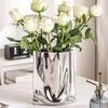 Decorative Electroplated Ceramic Vases With Handmade Pleats Living Room Decoration For Plant And Flowers