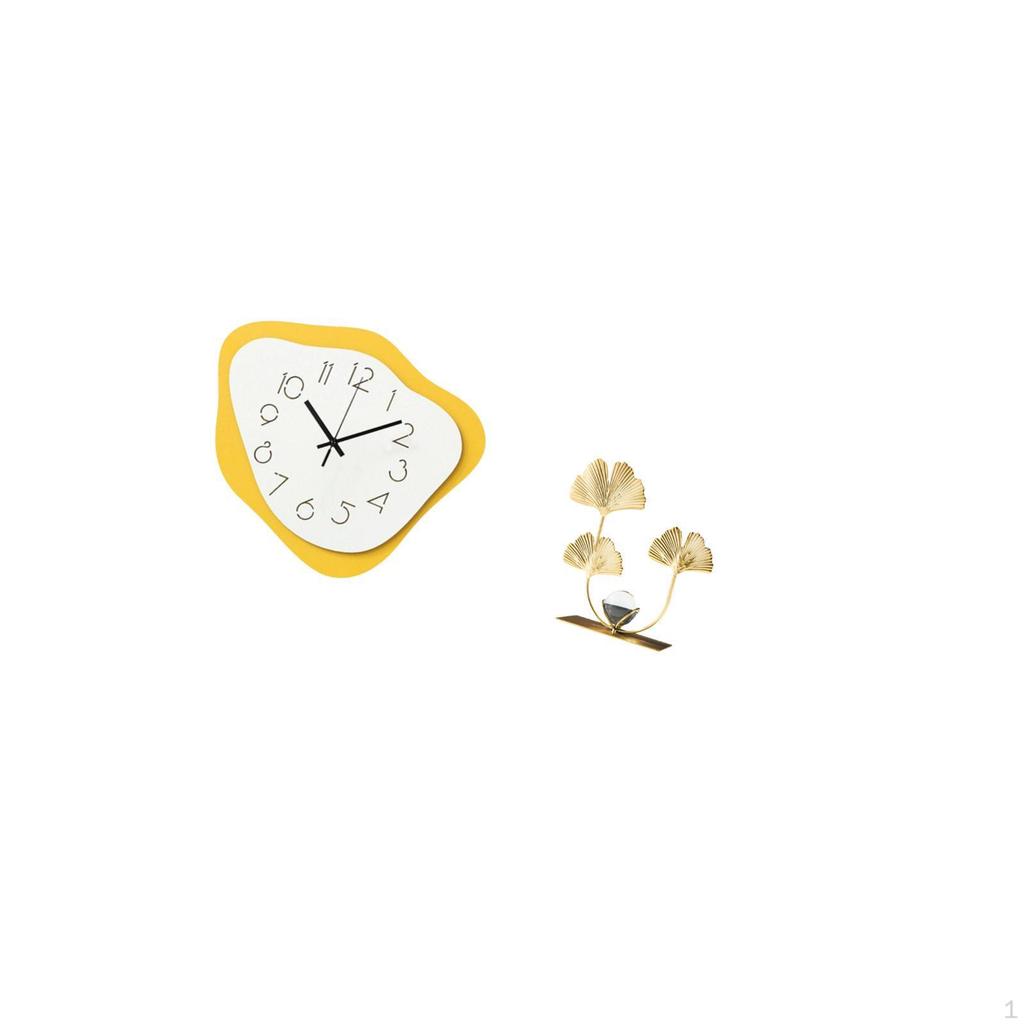 Acrylic Leaves Wall Clock Sculpture Modern Office Ornament Timepiece Silent Holiday Housewarming