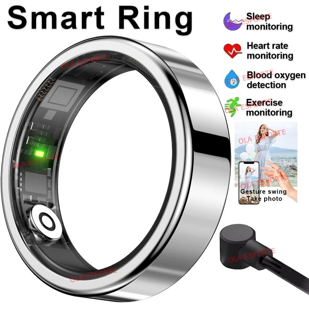 Anello Intelligente Monitoraggio Ossigeno nel Sangue Frequenza Cardiaca Sonno Smartring Impermeabile IP68 e 5ATM Modalità Multisport Smartring Uomo Donna