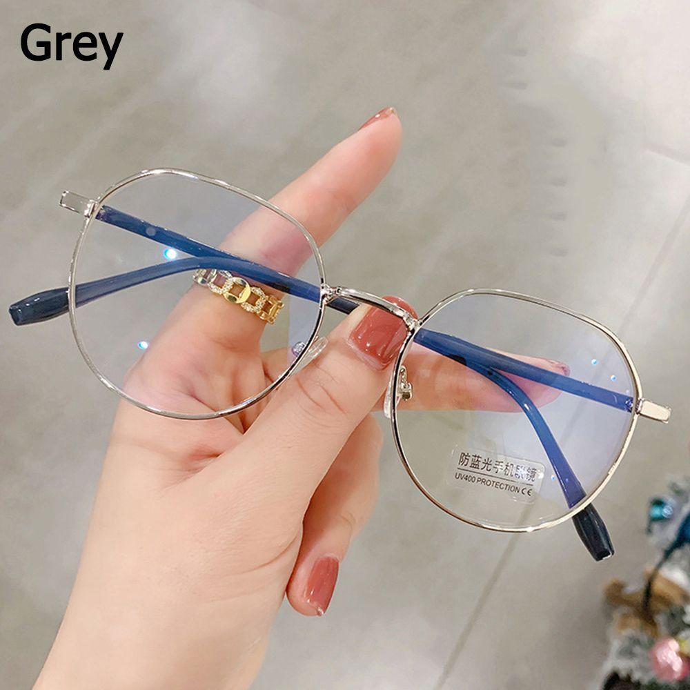 1Pc Men Alloy Round Frame Anti-Blue Light Glasses Women Vision Care Lens Myopia Optical Mirror Simple Classic Clear Eyewear
