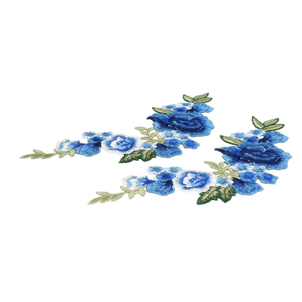 4pcs Iron on or Sew on Embroidery Patches Blue Rose Pattern Iron On Patches DIY Crafts Sewing