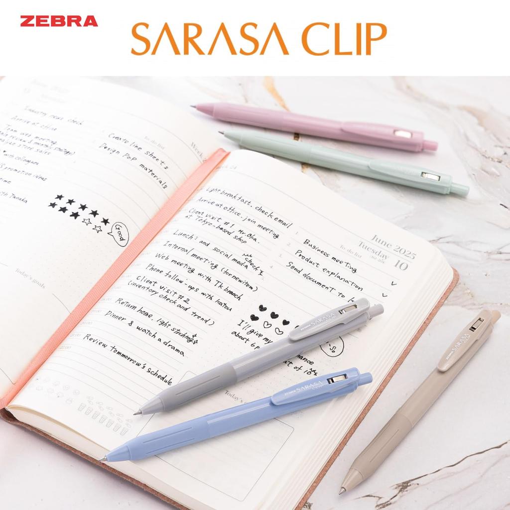 Zebra Sarasa Clip Gel-Kugelschreiber, gedämpftes Set mit 5 Stiften, 0,5 mm, Farben, (P-JJ15-KSM-5C-AZ)