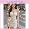 Summer Dress Polyester Lace Spliced Slim Fit Bodycon With Square Neck For Casual Wear
