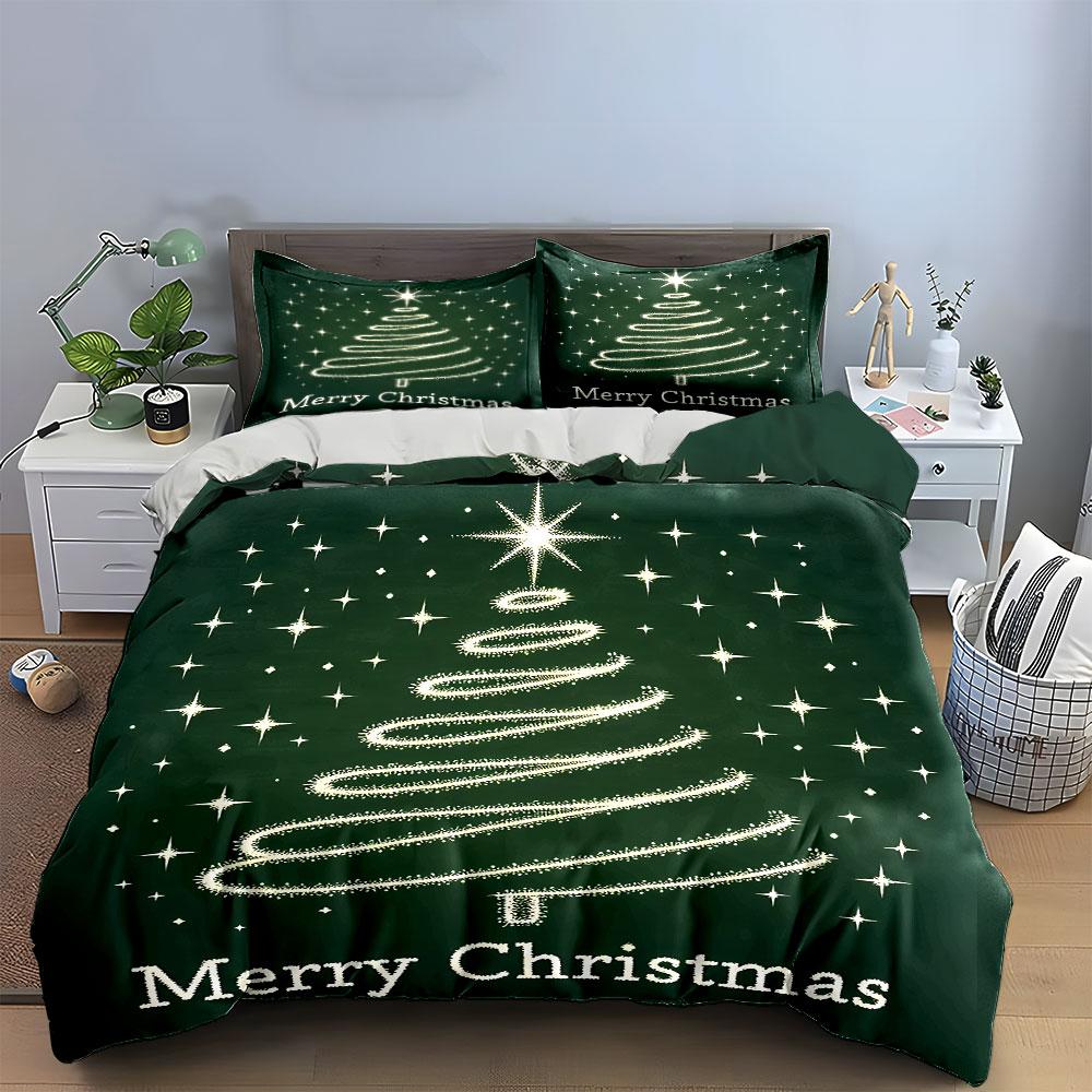 Green Christmas Tree Bedding Set Bedding Duvet Cover Set Duvet Cover Pillowcases (1 * Duvet Cover 2 * Pillowcases, Without Duvet Insert)