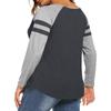 Women's Casual Fashion Striped Long-sleeved T-shirt V-neck Color-blocked Top
