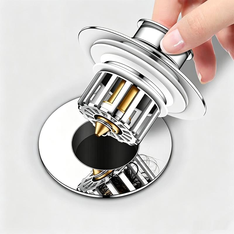 Sink Drain Plug Brass Odor-Proof Pop-Up Core Push-Down Basin Drain Modern Minimalism Universal Accessory for Bathroom
