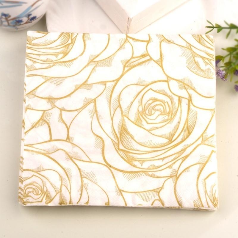 

20 шт./упак. Салфетки для декупажа на обед, тканевые салфетки для дома, бумажные салфетки для свадьбы, праздничные принадлежности для вечеринок золотой