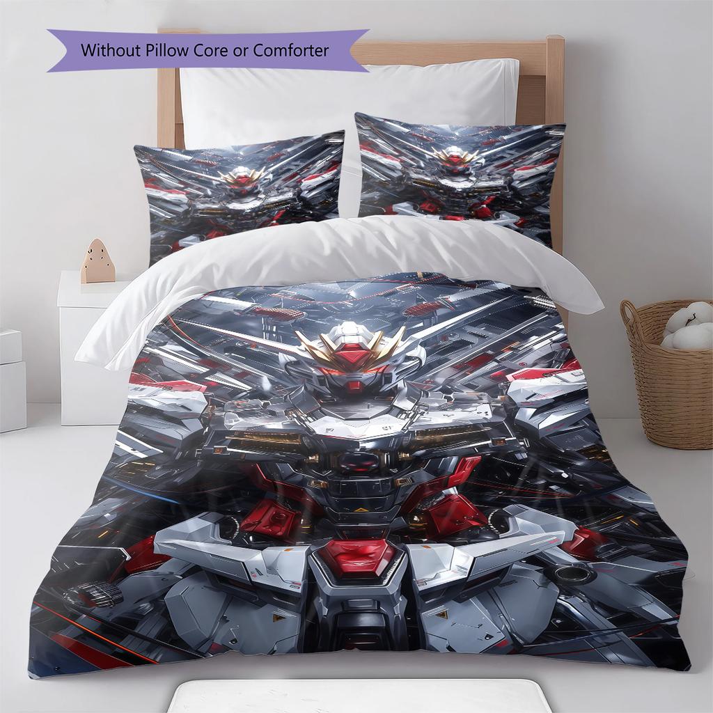 Gundam Mecha Battle Style Bedding Set Anime Duvet Cover Polyester Soft Bed Linen Twin Queen King -QJY