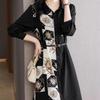 With A Belt   New Fashion Design Narrow Slim Minority Medium Long Dress Women New Spring Black White Student