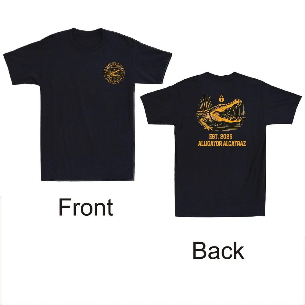Florida Everglades Funny Tee Alligator Alcatraz Parody Front & Back Shirt Unisex T-Shirt S