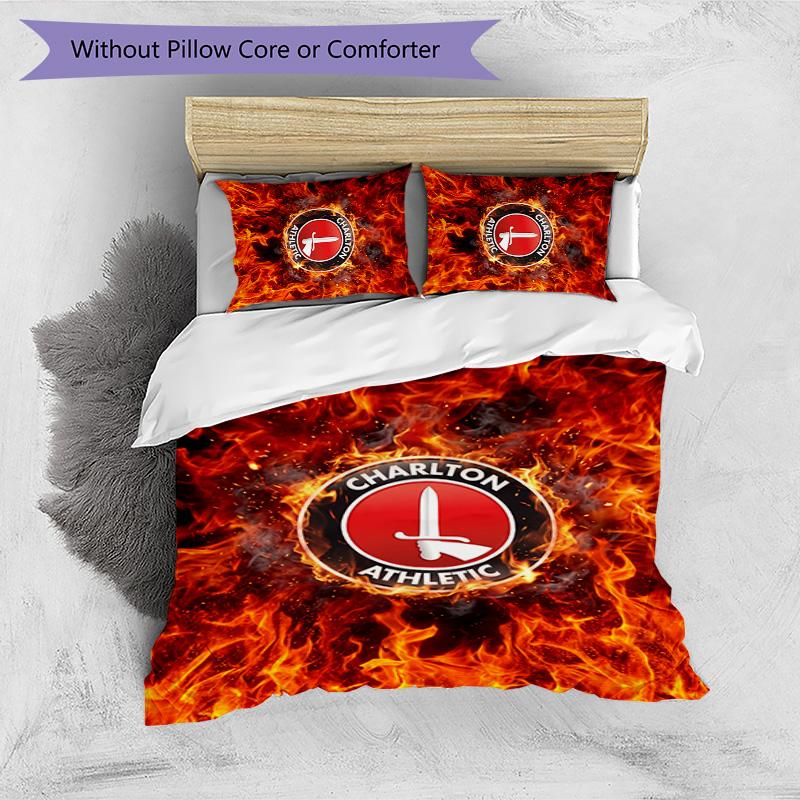 Charlton Athletic FC Set Biancheria da Letto Stampato 3 Pezzi Copripiumino Traspirante con Federe Biancheria da Letto Decorativa per Camera da Letto Casa